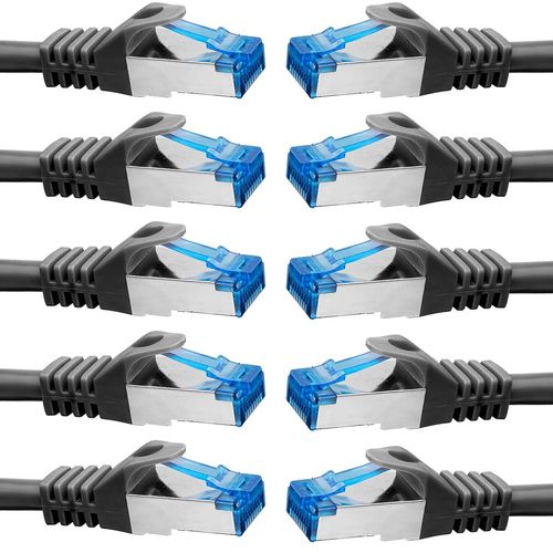 cable ethernet 10 pièces - 2m CAT 7 cable rj45 LAN câble internet gigabit CAT7 Câble réseau noir