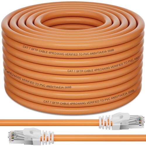 Cable Ethernet 30m Cat 7, Cable RJ45 30m Blindé Câble Réseau, Câble Internet 30 Mètres Extérieur Câble LAN, Haute Vitesse Câble Wifi 10Gbit/s 600MHz S/FTP Gigabit Cordon RJ45 pour Routeur Modem