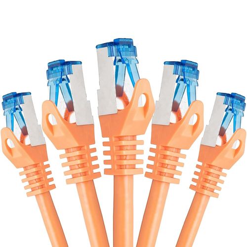 cable ethernet 5 pièces - 3m CAT 7 cable rj45 LAN câble internet gigabit CAT7 Câble réseau orange