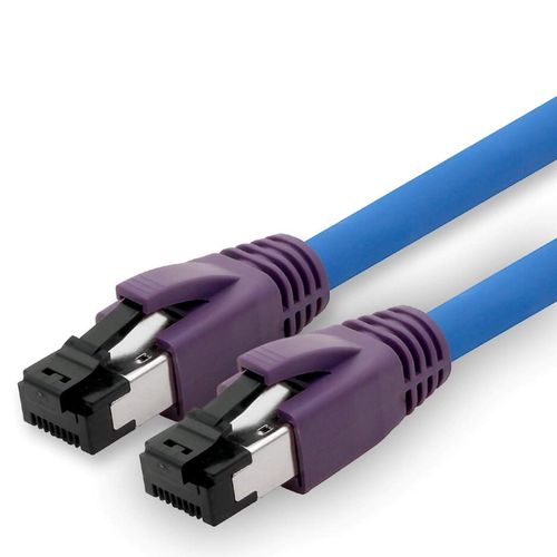 Câble réseau Cat.8 de 3,0 m Câble CAT8 CAT 8 2000 MHz 40 Gbit s 40GBase-T Câble patch Poe+ haut de gamme Câble Ethernet AWG24 cuivre LSZH bleu - 1 pièce 3,0 m