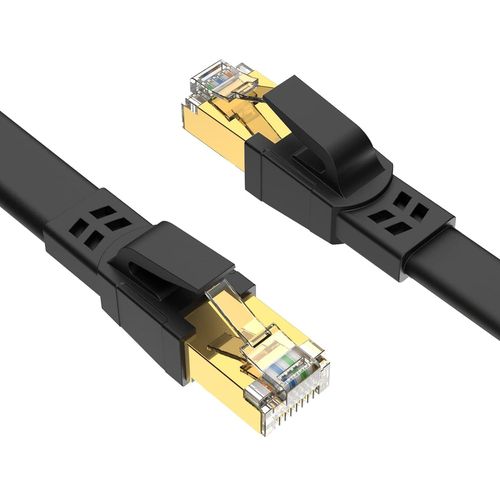 Cat 8 Câble Ethernet 3m - Câble Réseau 40Gbps 2000MHz Plat STP RJ45 LAN Câble Compatible avec Routeur Modem Switch - Noir