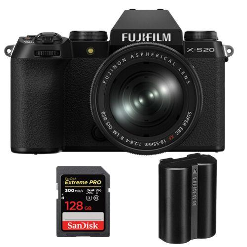 Fujifilm X-S20 Kit 18-55mm Noir+Batterie Fujifilm NP-W235+SanDisk 128Go Extreme Pro SDXC UHS-II U3 300Mo/s