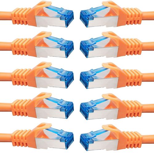 cable ethernet 10 pièces - 3m CAT 7 cable rj45 LAN câble internet gigabit CAT7 Câble réseau orange