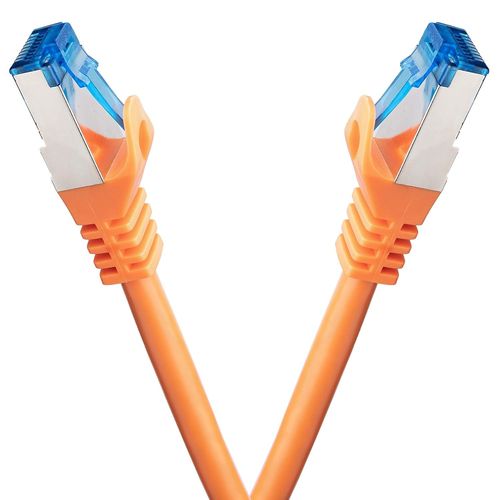 cable ethernet 2 pièces - 2m CAT 7 cable rj45 LAN câble internet gigabit CAT7 Câble réseau orange