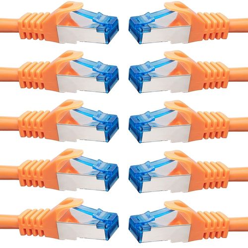 cable ethernet 10 pièces - 2m CAT 7 cable rj45 LAN câble internet gigabit CAT7 Câble réseau orange