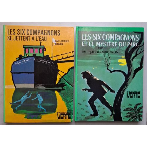 Lot 2 Livres Bibliothéque Verte De Paul Jacques Bonzon Collection Les 6 Compagnons : Les Six Compagnons Se Jettent À L'eau + Les Six Compagnons Et Le Mystère Du Parc