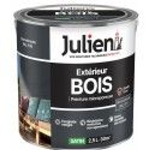 Peinture solvant spécial bois gris anthracite Ral 7016 satin 2.5L 12 ans JULIEN