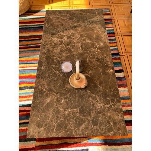 Table Basse Como Bolia - Marbre Travertin & Chrome (Édition Luxe)
