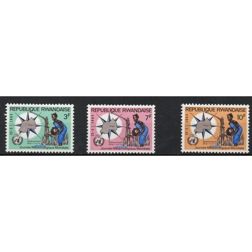 Rwanda Timbres Journée Météorologique Mondiale 1964