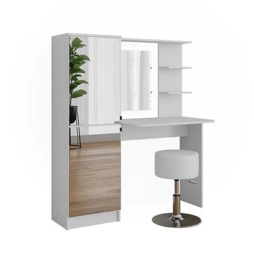 Coiffeuse Jasmin, 123x141.2cm Avec Tabouret, Blanc, Vicco