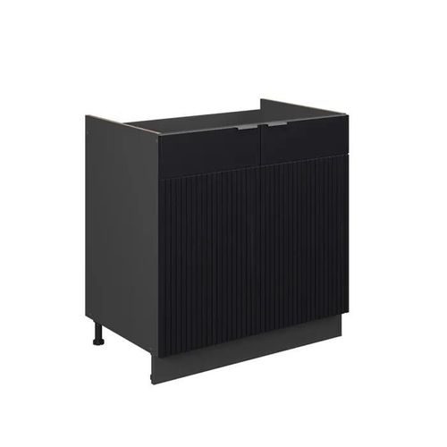 Meuble Bas Sous-Évier Fame-Line, 80cm Sans Pt, Noir Rayé, Anthracite, Vicco