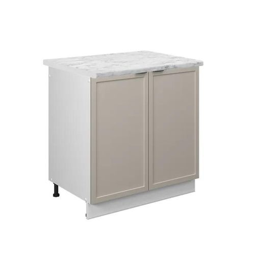 Meuble Bas Sous-Évier Fame-Line, 80cm , Pt Marbre, Grisbeige, Blanc, Vicco