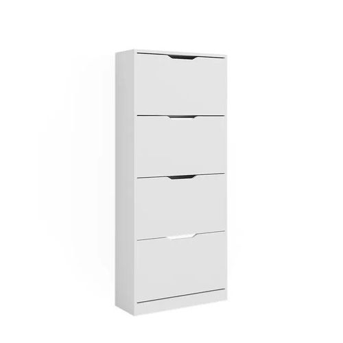 Meuble À Chaussure Luca, 59x137cm Avec 4 Tiroirs Rabattables, Blanc, Vicco