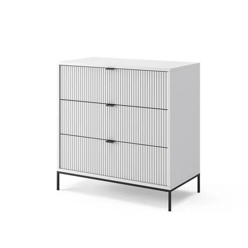 Commode Eliza, 42x81.2cm Avec 3 Tiroirs, Blanc, Vicco