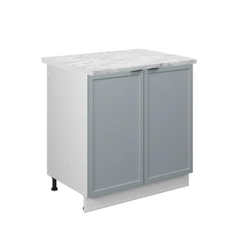 Meuble Bas Sous-Évier Fame-Line, 80cm , Pt Marbre, Bleu Clair-Gris, Blanc, Vicco