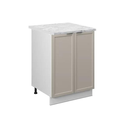 Meuble Bas De Cuisine Fame-Line, 60cm , Pt Marbre, Grisbeige, Blanc, Vicco