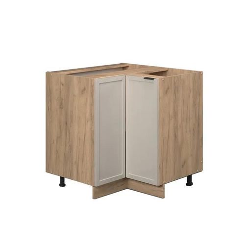 Meuble Bas D'angle Fame-Line, 80.5cm Sans Pt, Grisbeige, Chêne De Force Doré, Vicco