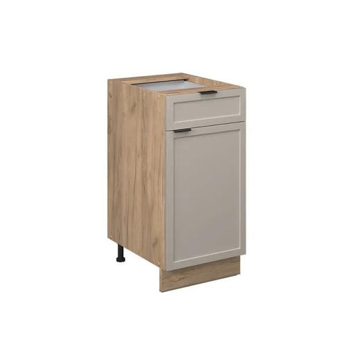 Meuble Bas De Cuisine Fame-Line, 40cm Sans Pt, Grisbeige, Chêne De Force Doré, Vicco