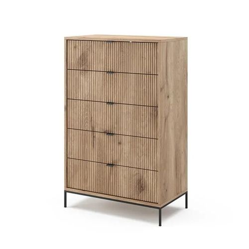 Commode Eliza, 76x120cm Avec 5 Tiroirs, Chêne Viking, Vicco