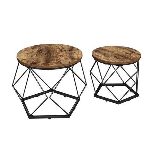 Set De Tables Basses Fyrk, 50x50cm 2 Pièces, Chêne Rustique, Vicco