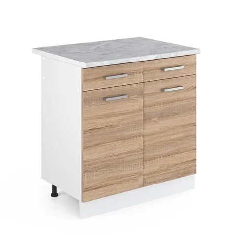 Meuble Bas Universel R-Line, 80cm Avec Tiroirs Et Portes, Avec Pt, Sonoma, Blanc, Vicco