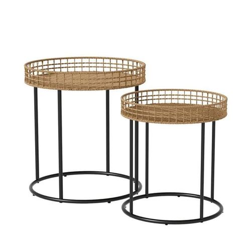 Set De Tables Basses Brunswick, 44x47.5cm Avec Support, Bois, Noir, Vicco