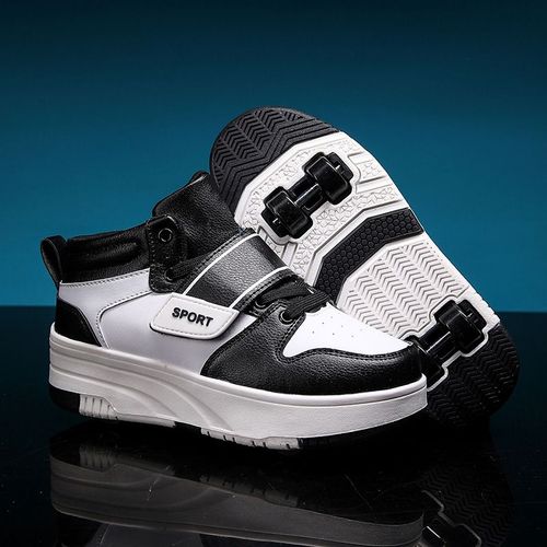 Chaussures À Roulettes Décontractées Pour Étudiants Et Enfants Avec Quatre Roues Détachables Ultra Légères En Stock Pour Hommes Et Femmes Couleur Blanche Et Noire Taille 29