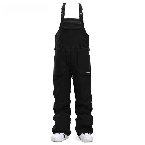 Pantalon De Ski À Bandoulière Gsousnow Pour Homme Large Imperméable Chaud Pantalon De Neige Simple Double Pour Femme Style Unique Noir