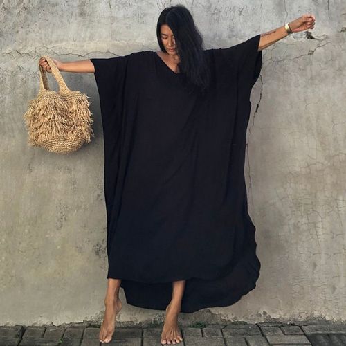 Manteau De Plage En Coton Pur Noir Pour Femmes Nouvelle Collection Style Européen Et Américain Idéal Pour Les Vacances À La Plage Vêtement De Soleil Protection Contre Le Soleil Taille Unique