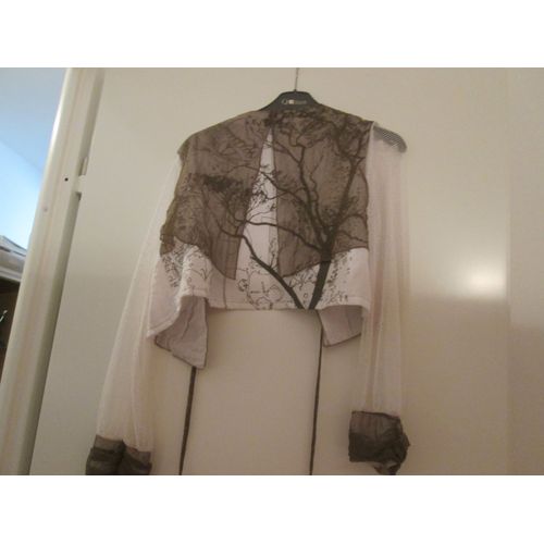 Boléro Taupe/Blanc Mod Ecran Taille 40