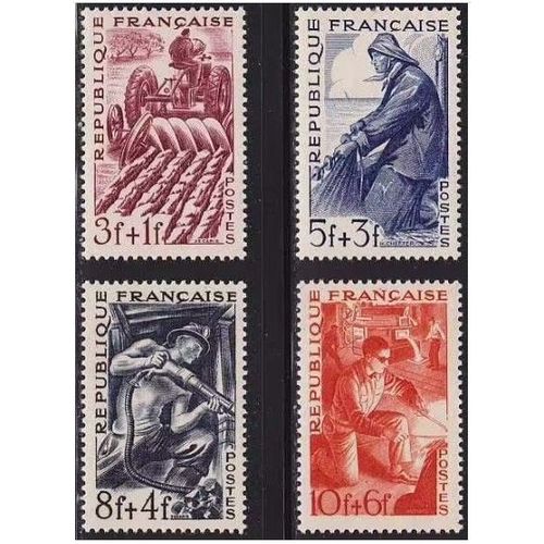 France 1949, Très Belle Série Complète Métiers, Timbres Neufs** Luxe Yvert 823 Agriculteur, 824 Pêcheur, 825 Mineur, 826 Métallurgiste.