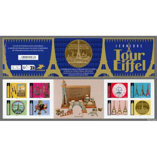 France 2023, Très Belle Bande Carnet Yvert 2300, 8 Timbres Neufs** Luxe Autoadhésifs Yvert 2300 À 2307, Iconique Tour Eiffel, Validité Permanente Monde Entier, Pour Collection Ou Affranchissements.