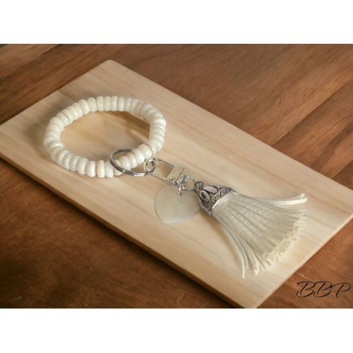 Porte Clef Femme Porte Clé Voiture Maison Porte Clé Pompon Bracelet Keychain Porte Clés Fille Perle Heishi Bracelet Extensible