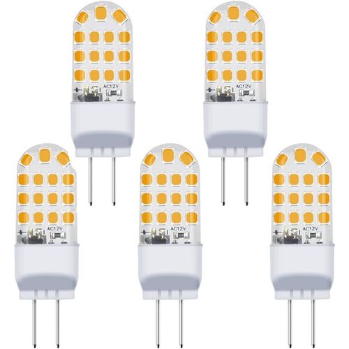 12v G6.35/Gy6.35 Lot De 5 Ampoules À Led 3,5 W Angle D'éclairage 360 ° Remplace Ampoule Halogène 35w Pour Meuble Bas De Bureau Éclairage Non Variable, Blanc Chaud, G6.35, 3.50w[X797]