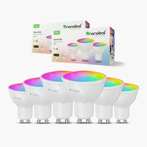 Matter Essentials Pack De 6 Ampoules Led Gu10 Connectées Rgbw - Lampes Intelligentes, Matter Sur Thread, Bluetooth, Compatible Google Apple, Synchro Musique Et Ecran, Salon Bureau Gaming[X851]