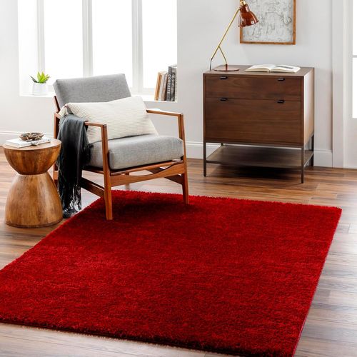 Tapis Shaggy Epais - Tapis Salon, Salle À Manger, Chambre Adulte Et Ado, Cuisine - Tapis Poil Long Moelleux Et Doux Monochrome, Grand Tapis Chambre Uni Poils Longs, 160x213cm - Rouge Foncé