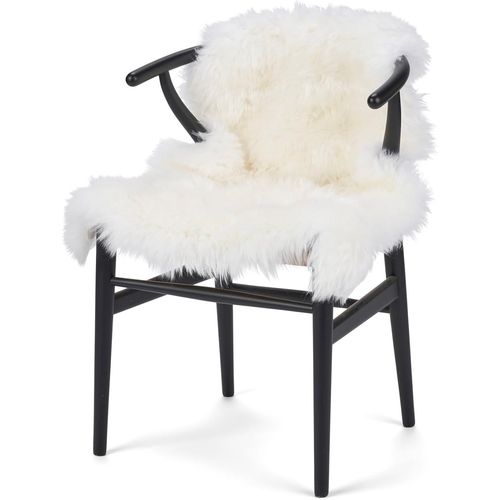 Tapis Peau De Mouton À Poils Longs 90x60 Cm | Peau De Mouton Veritable Pour Canapé, Chaise, Ou Table | Chaque Tapis Fourrure Est Unique, Créé Par La Nature | Couleur : Blanc