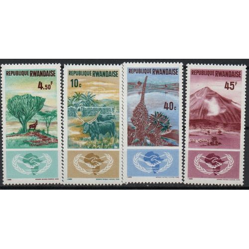 Rwanda Timbres Année De La Coopération Internationale 1965