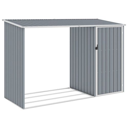 Vidaxl Abri À Bois De Jardin Gris 245x98x159 Cm Acier Galvanisé