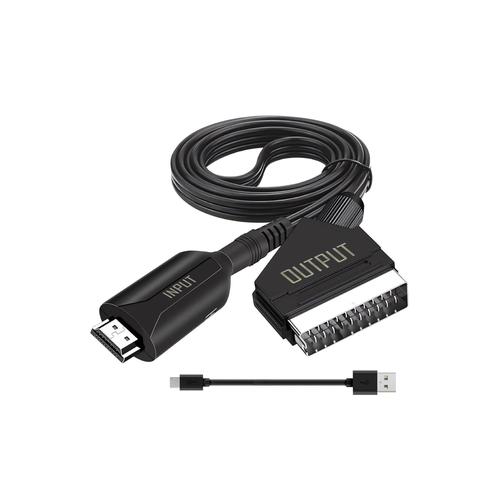 Convertisseur Adaptateur HDMI vers Péritel, Câble HDMI to Scart Converter,Adaptateur Tout-en-Un, convertisseur Audio vidéo PAL/NTSC 1080P HD pour TVHD STB VHS DVD Blu-Ray