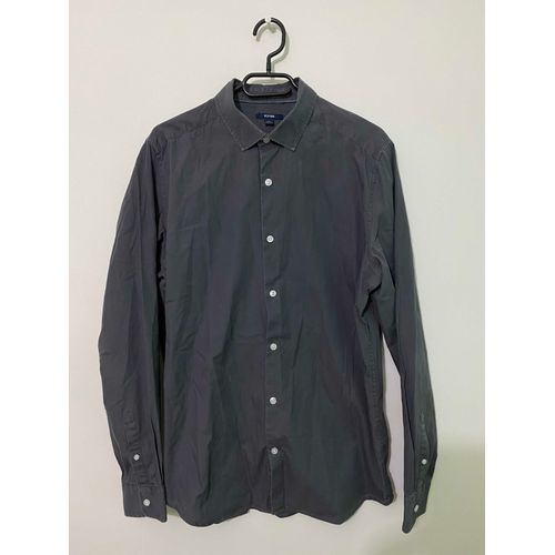 Chemise Coupe Droite Manches Longues Grise Kiabi