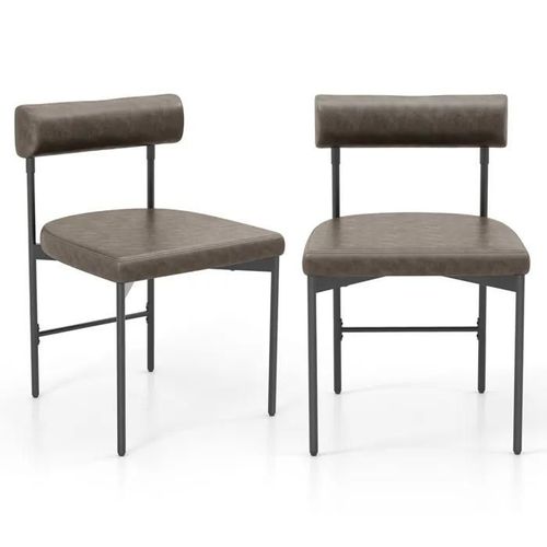 Costway Lot De 2 Chaises De Salle À Manger Rembourrée En Similicuir, Dossier Incurvé Et Rembourré, Siège En `U¿, Pieds En Métal