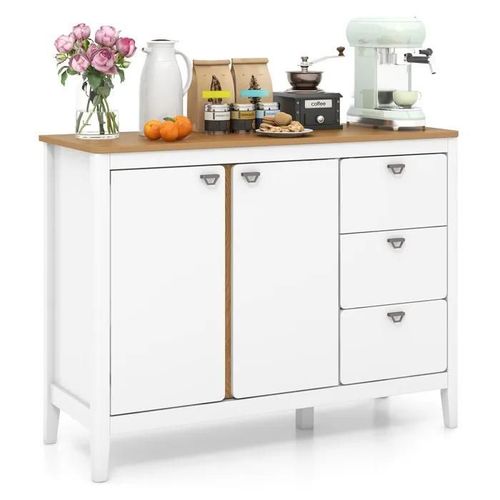 Costway Buffet De Cuisine Avec 2 Portes Et 3 Tiroirs, Kits Anti-Basculement, Pour Cuisine, Salle À Manger, Salon, 106 X 40 X 80 Cm
