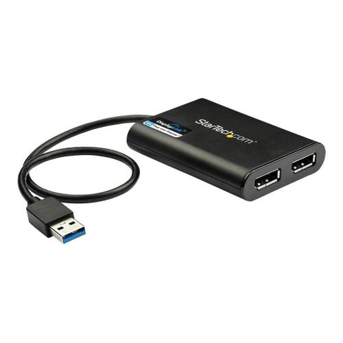 StarTech.com Adaptateur USB 3.0 vers double DisplayPort 4K 60 Hz - Carte graphique externe USB 3.0 vers 2 ports DP (USB32DP24K60) - Adaptateur DisplayPort - USB type A (M) pour DisplayPort (F) -...