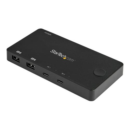 StarTech.com Switch KVM USB-C 2 Ports - Mini-commutateur 4K 60Hz HDMI UHD - Câbles Typec C inclus - Auto-alimenté - iPad Pro - Commutateur écran-clavier-souris/audio - 2 x KVM / audio - de bureau