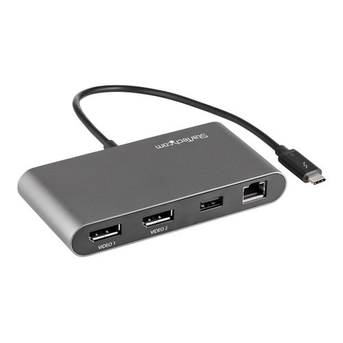 StarTech.com Mini Dock Thunderbolt 3 - Station d'Accueil TB3 à Double Écran - DisplayPort 4K 60Hz - 1x USB-A (3.2) & GbE - Câble 28cm - Adaptateur Multiport pour PC Portable - Mac/Windows...