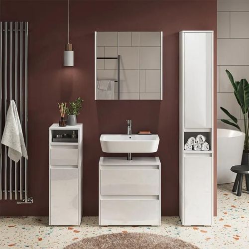 Meuble Sous Vasque Simple Majest, 60.2x62.1cm, Blanc, Blanc, Vicco