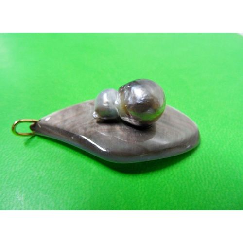 Bijou Pendentif Véritable Perle Baroque Paon Tahiti Nacre