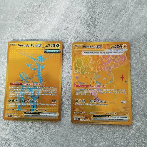 Cartes Rares Pokémon Gold Avec Pikachu Ex Et Vert De Fer Ex De La Série Évolution Prismatique