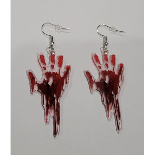 Boucles D'oreilles Main Sanglante Halloween, Carnaval, Deguisement !